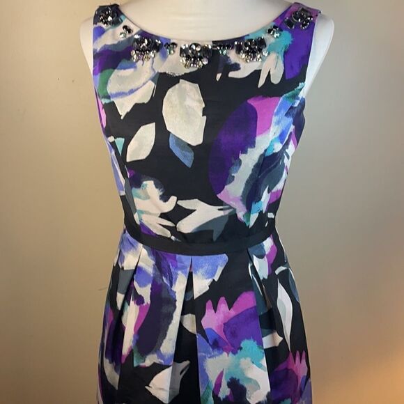 Eliza J Multicolored A-Line Dress with Sequined Neckline (Size: 4) - Picture 8 of 16